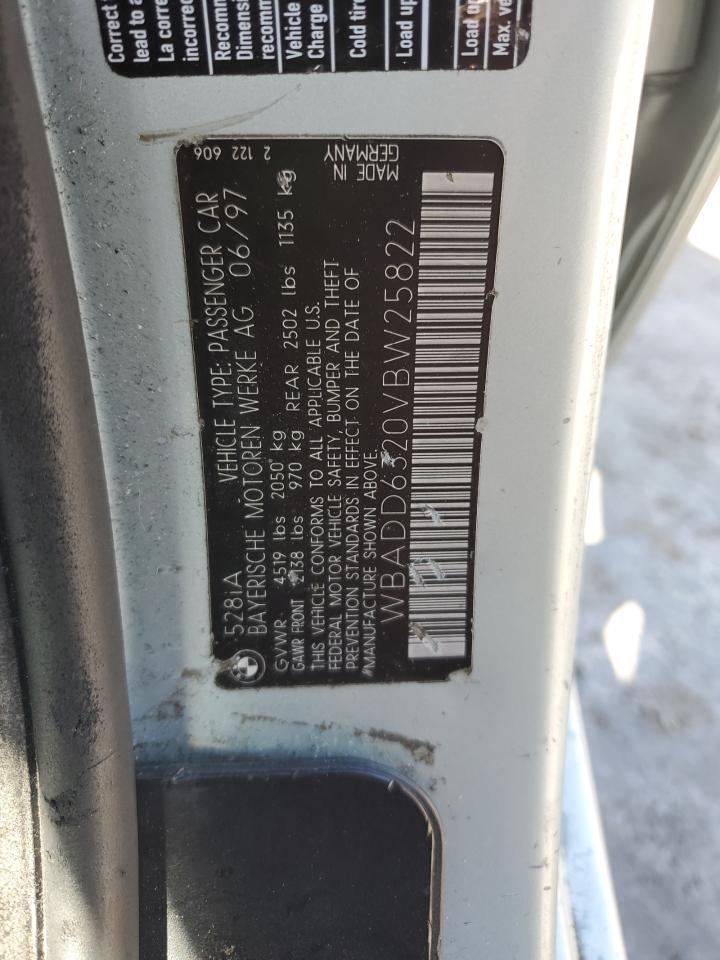 1997 BMW 528 I Automatic VIN: WBADD6320VBW25822 Lot: 64129485