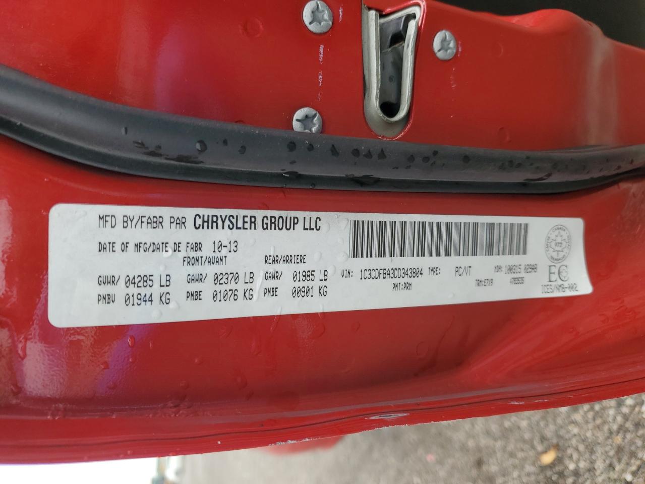 2013 Dodge Dart Sxt VIN: 1C3CDFBA3DD343804 Lot: 67070435