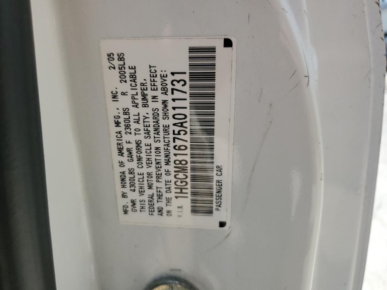 2005 Honda Accord Ex VIN: 1HGCM81675A011731 Lot: 64463135
