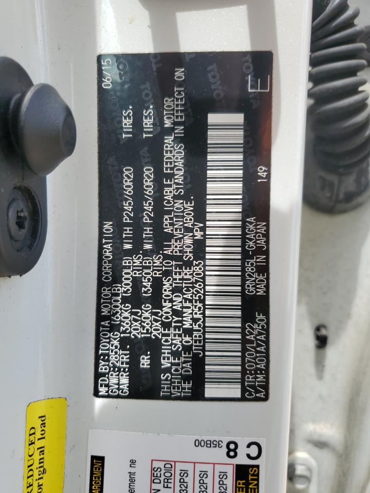 2015 Toyota 4Runner Sr5/Sr5 Premium VIN: JTEBU5JR5F5267083 Lot: 64468395
