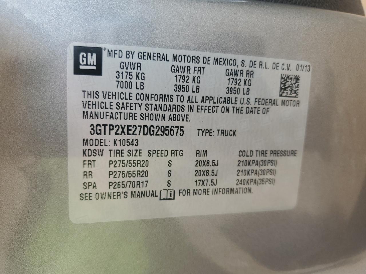 2013 GMC Sierra K1500 Denali VIN: 3GTP2XE27DG295675 Lot: 65386735