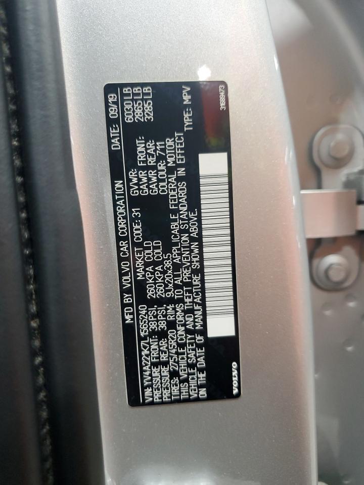 2020 Volvo Xc90 T6 Momentum VIN: YV4A221K7L1565240 Lot: 64502595
