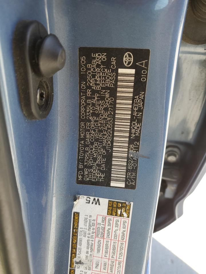 2005 Toyota Prius VIN: JTDKB22U553127170 Lot: 63526115