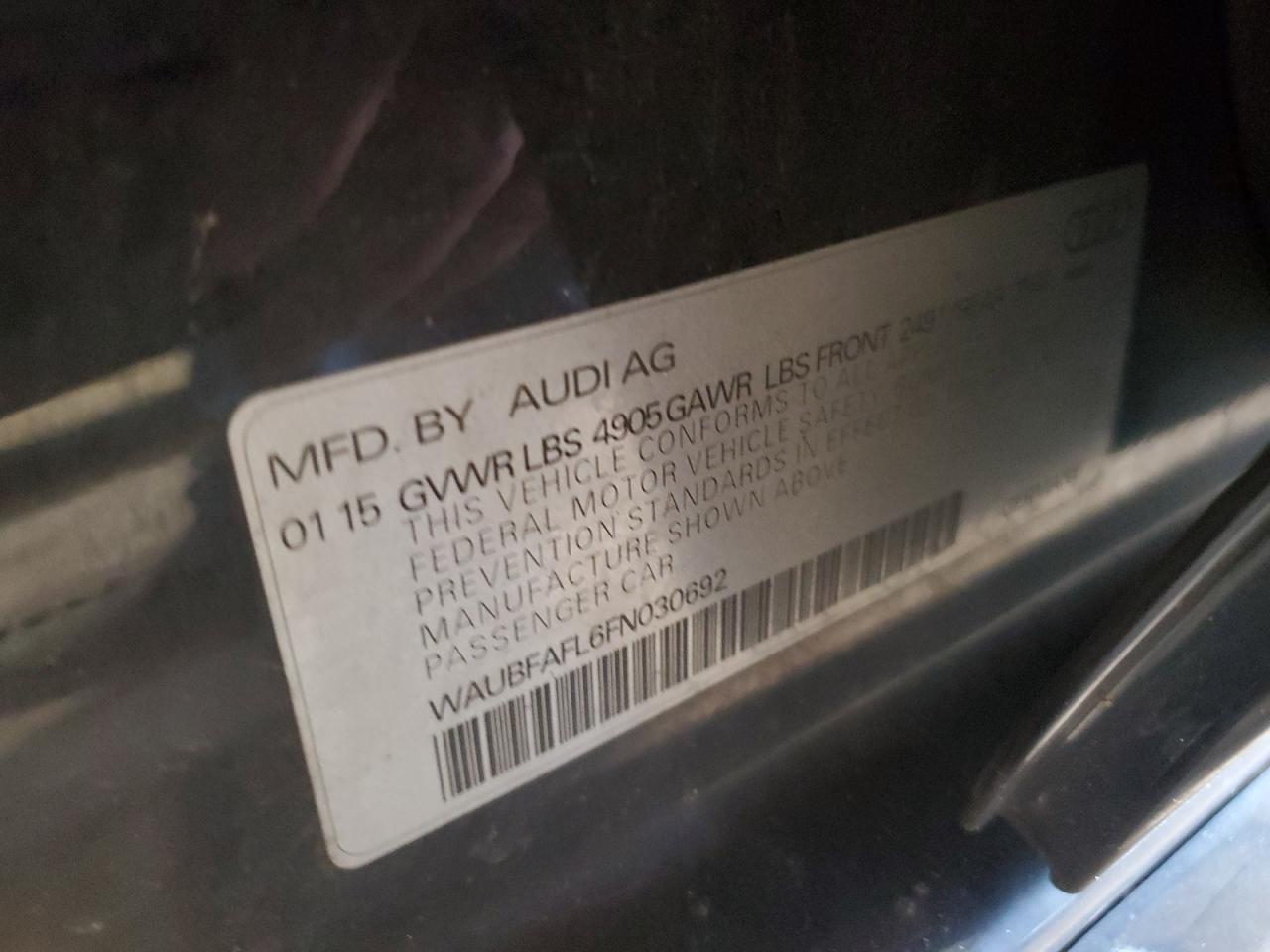 2015 Audi A4 Premium VIN: WAUBFAFL6FN030692 Lot: 64052175