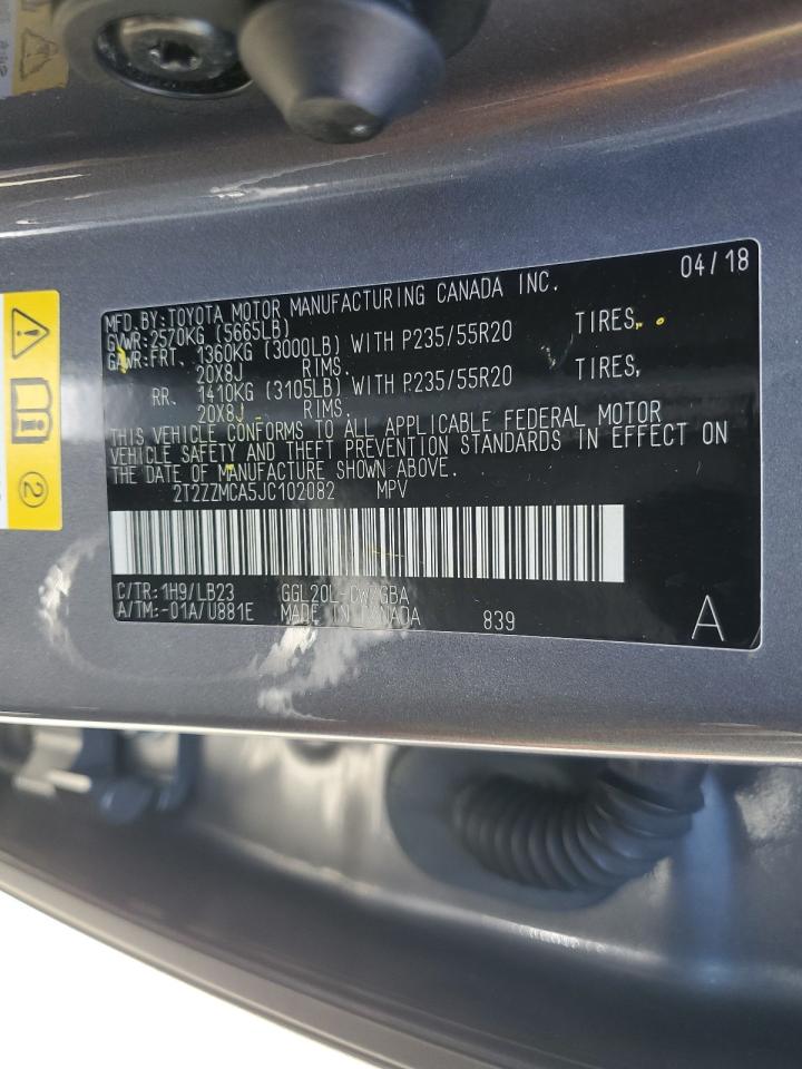 2018 Lexus Rx 350 Base VIN: 2T2ZZMCA5JC102082 Lot: 63633615