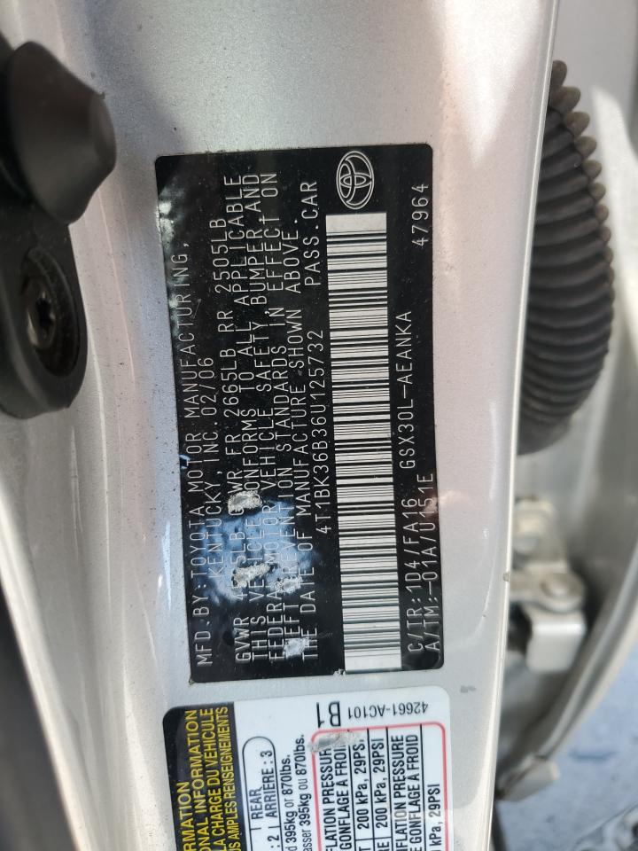 2006 Toyota Avalon Xl VIN: 4T1BK36B36U125732 Lot: 62791195