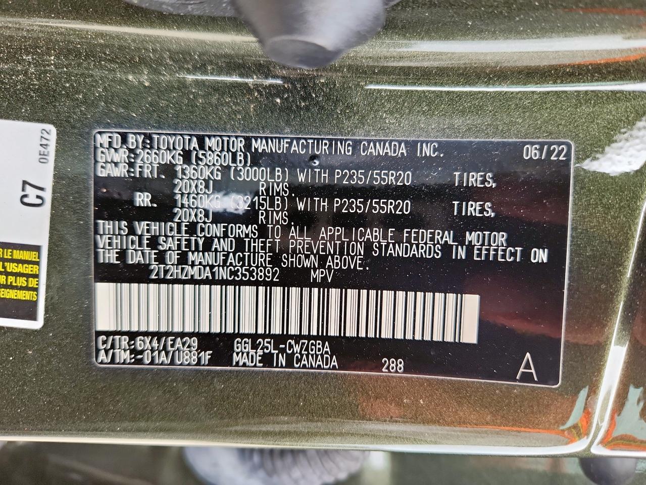 2022 Lexus Rx 350 VIN: 2T2HZMDA1NC353892 Lot: 63319135