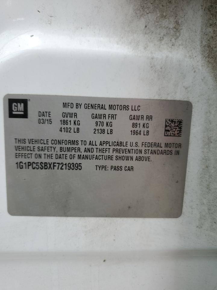 2015 Chevrolet Cruze Lt VIN: 1G1PC5SBXF7219395 Lot: 65602005
