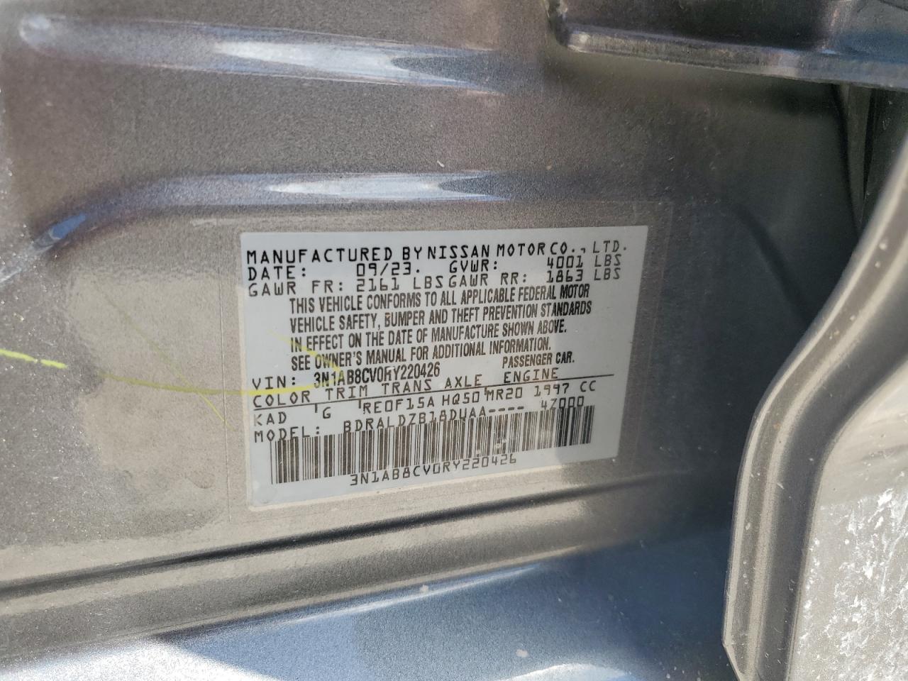 2024 Nissan Sentra Sv VIN: 3N1AB8CV0RY220426 Lot: 64552825