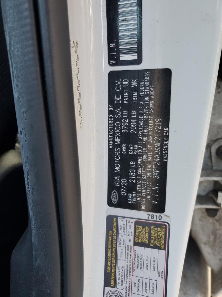 2021 Kia Forte Fe VIN: 3KPF24ADXME267219 Lot: 65140395