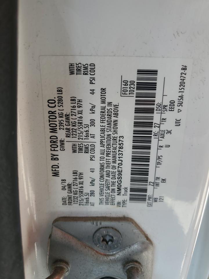 2018 Ford Transit Connect Xl VIN: NM0GS9E70J1378573 Lot: 62838065