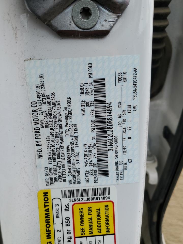 2013 Lincoln Mkz Hybrid VIN: 3LN6L2LU8DR814894 Lot: 66874155