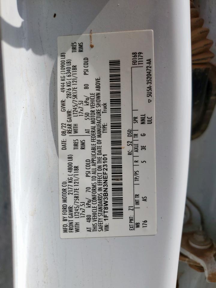 2022 Ford F350 Super Duty VIN: 1FT8W3BN3NEF23101 Lot: 65944495