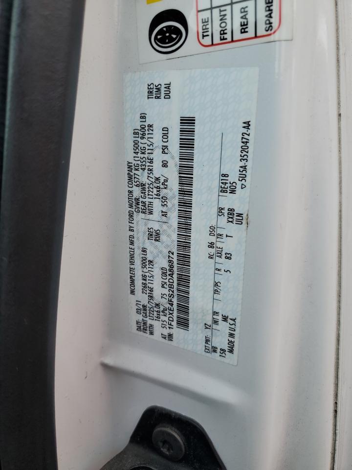 2011 Ford Econoline E450 Super Duty Cutaway Van VIN: 1FDXE4FS2BDA86872 Lot: 63217505