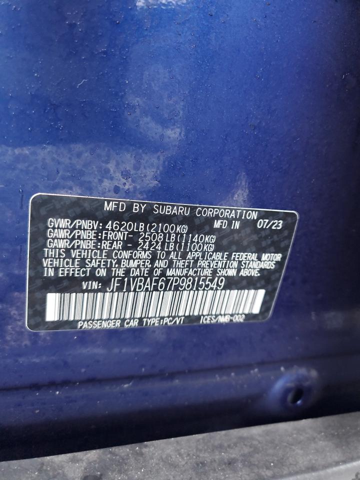 2023 Subaru Wrx Premium VIN: JF1VBAF67P9815549 Lot: 64433955