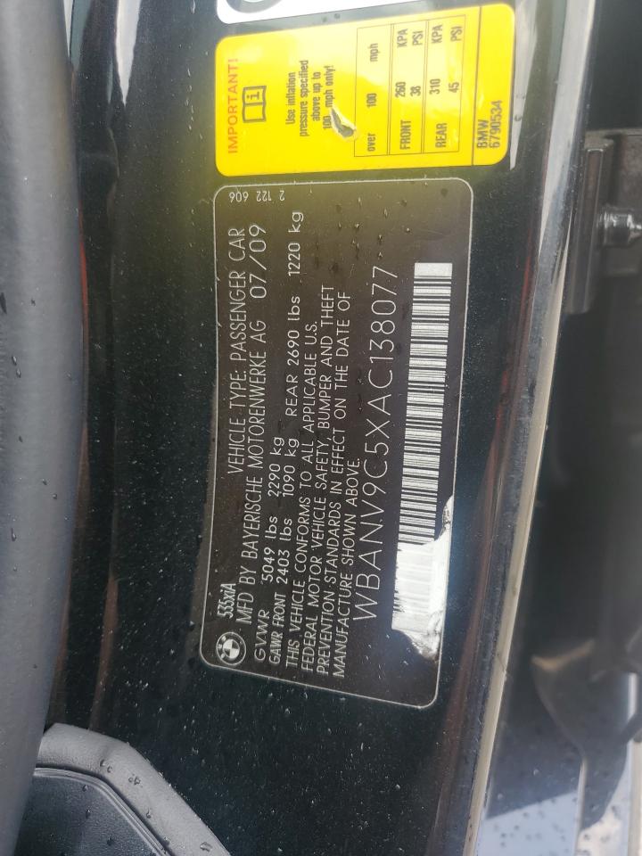 2010 BMW 535 Xi VIN: WBANV9C5XAC138077 Lot: 64309885