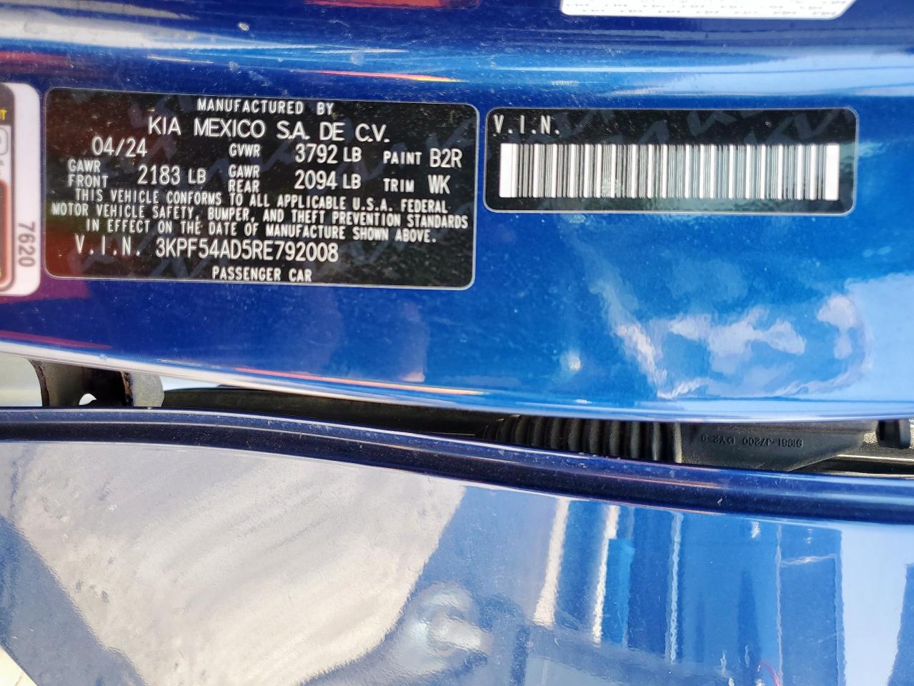 2024 Kia Forte Gt Line VIN: 3KPF54AD5RE792008 Lot: 64900505