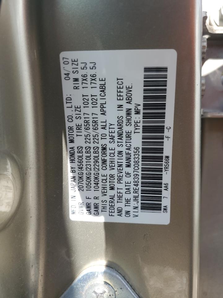 2007 Honda Cr-V Lx VIN: JHLRE48397C083356 Lot: 65060765