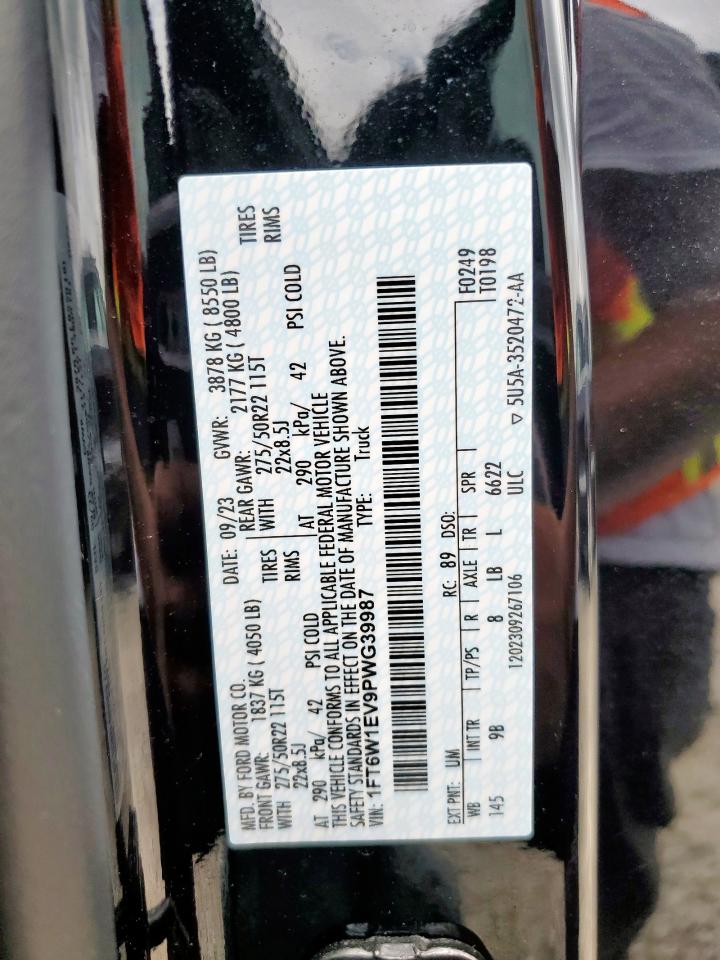 2023 Ford F150 Lightning Pro VIN: 1FT6W1EV9PWG39987 Lot: 65278925