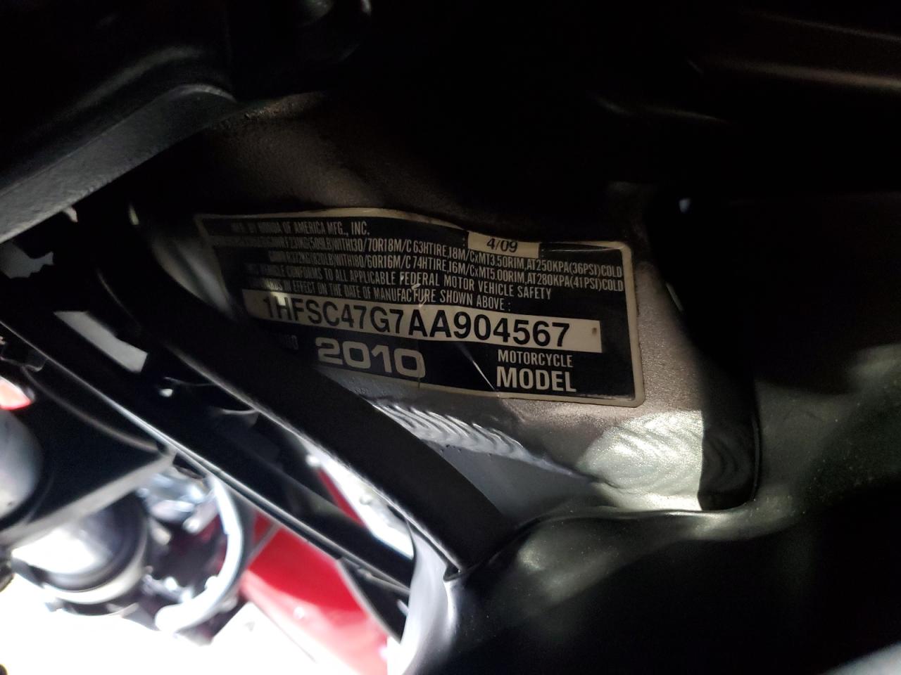 2010 Honda Gl1800 VIN: 1HFSC47G7AA904567 Lot: 64989105