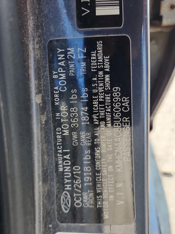 2011 Hyundai Accent Gls VIN: KMHCN4AC8BU606989 Lot: 65096315
