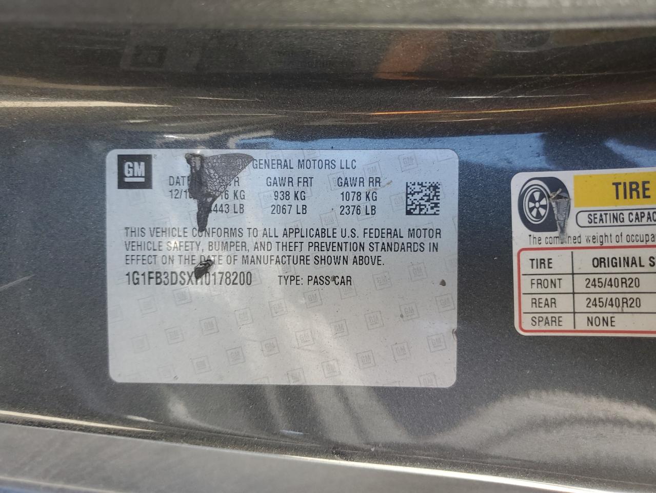 2017 Chevrolet Camaro Lt VIN: 1G1FB3DSXH0178200 Lot: 65981835