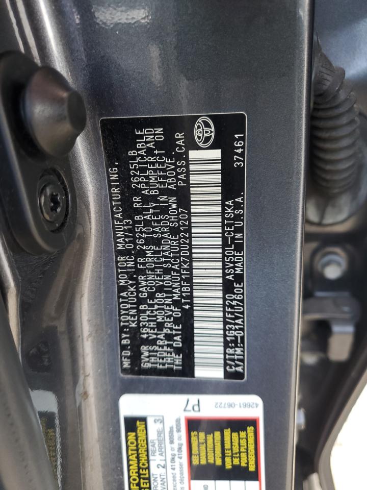 4t1bf1fk7du221207 4T1BF1FK7DU221207 2013 Toyota Camry L
