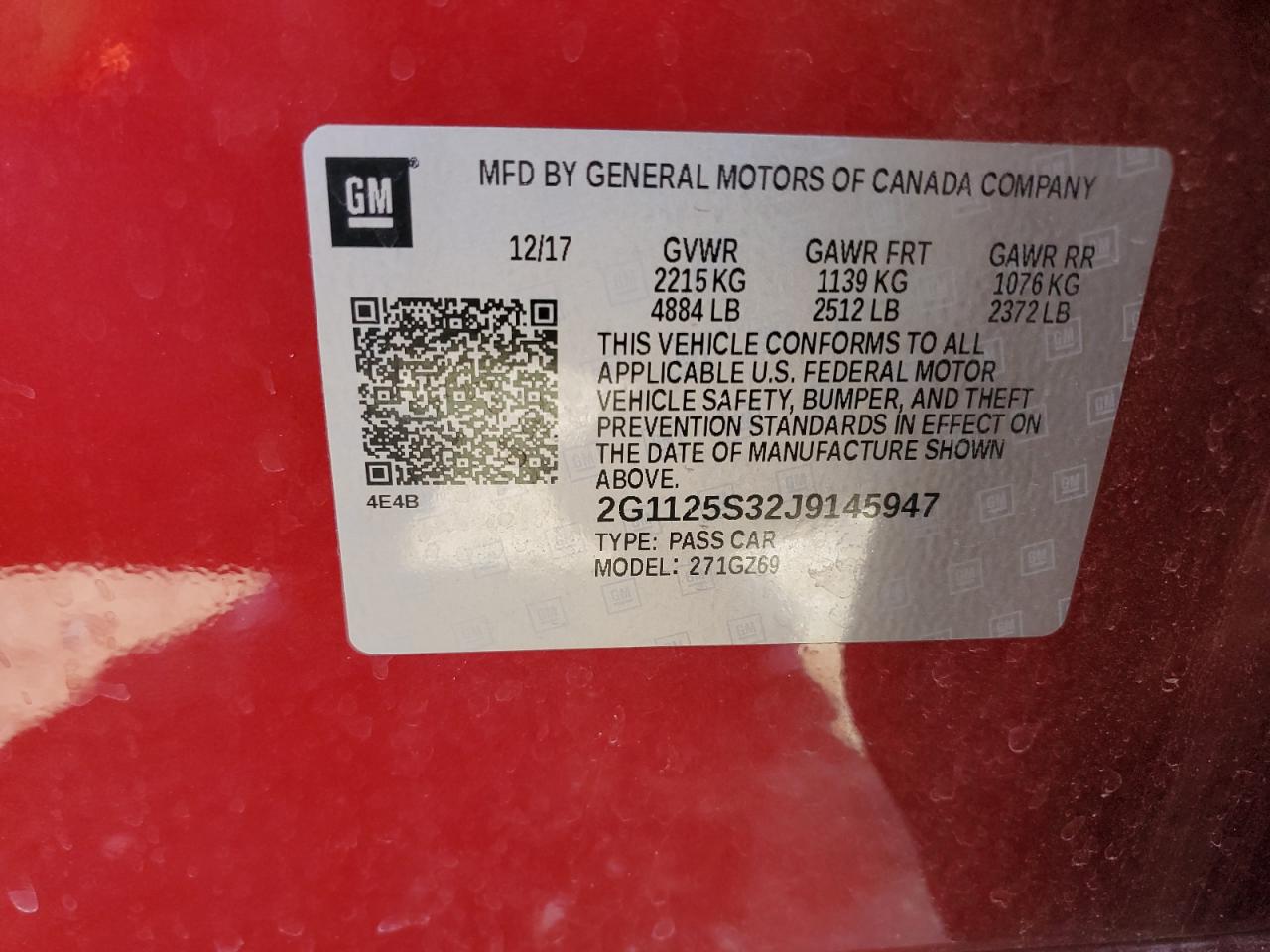 2G1125S32J9145947 CHEVROLET IMPALA 2018