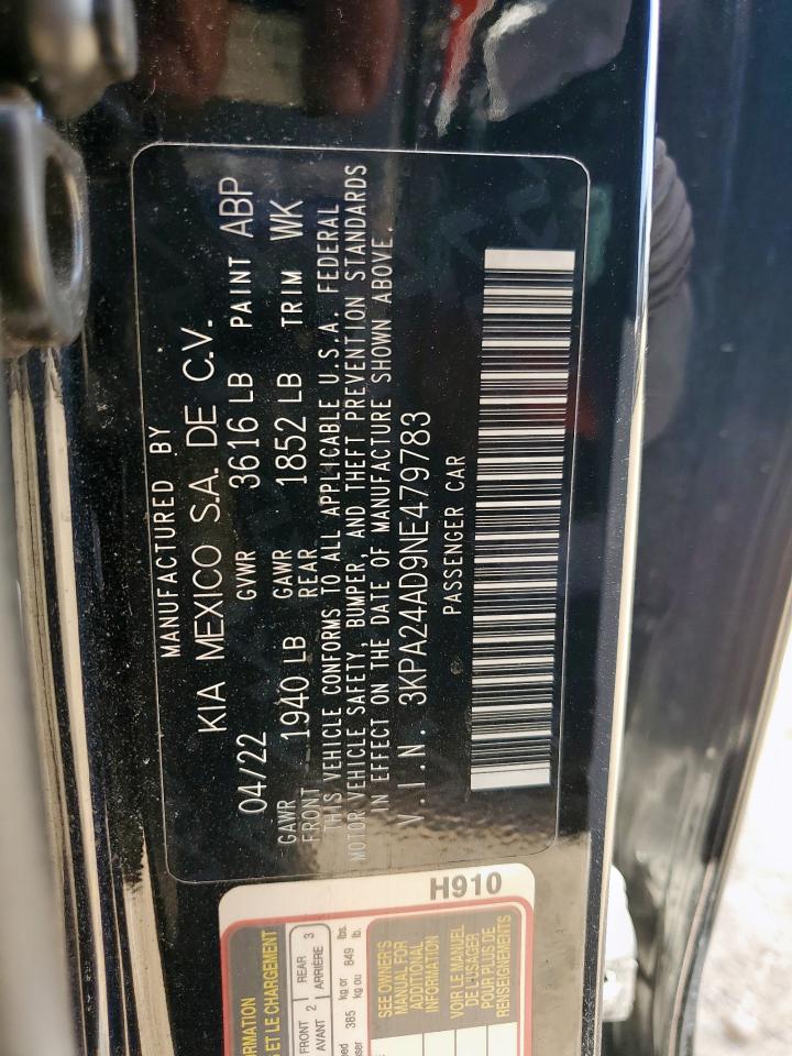 2022 Kia Rio Lx VIN: 3KPA24AD9NE479783 Lot: 64561025