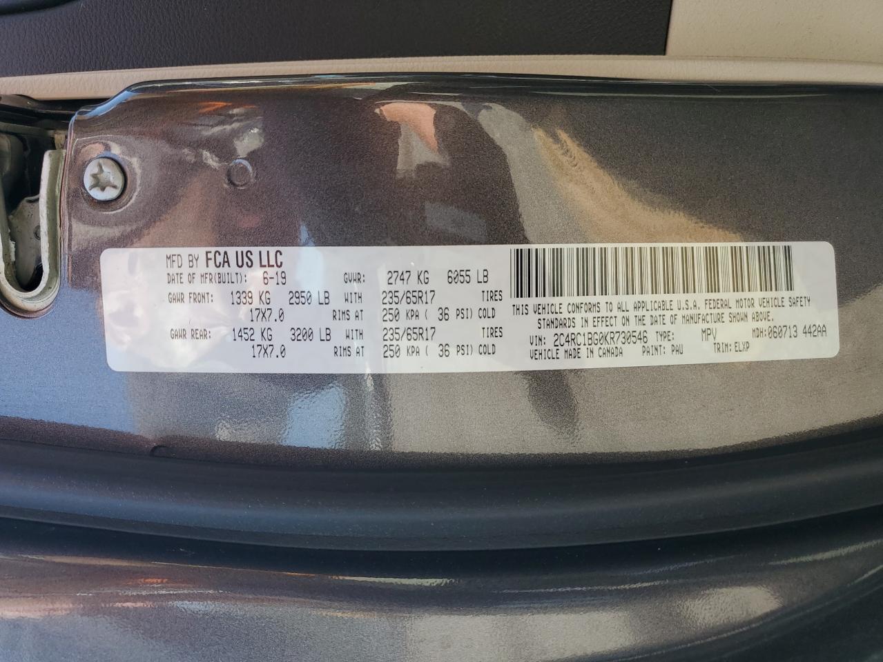 2019 Chrysler Pacifica Touring L VIN: 2C4RC1BG0KR730546 Lot: 61416855