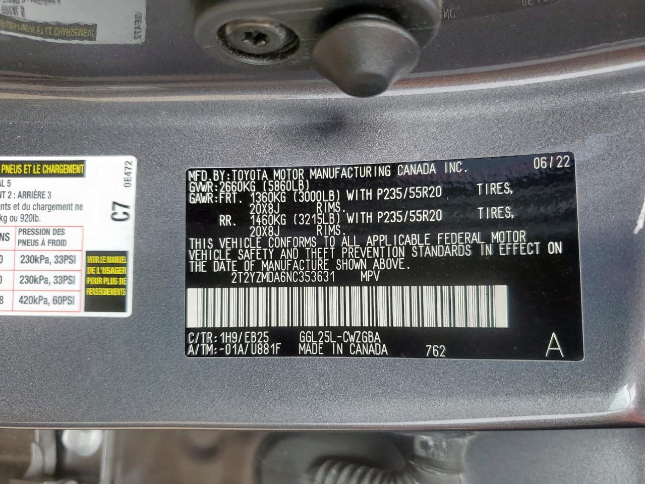 2022 Lexus Rx 350 F Sport VIN: 2T2YZMDA6NC353631 Lot: 63584085