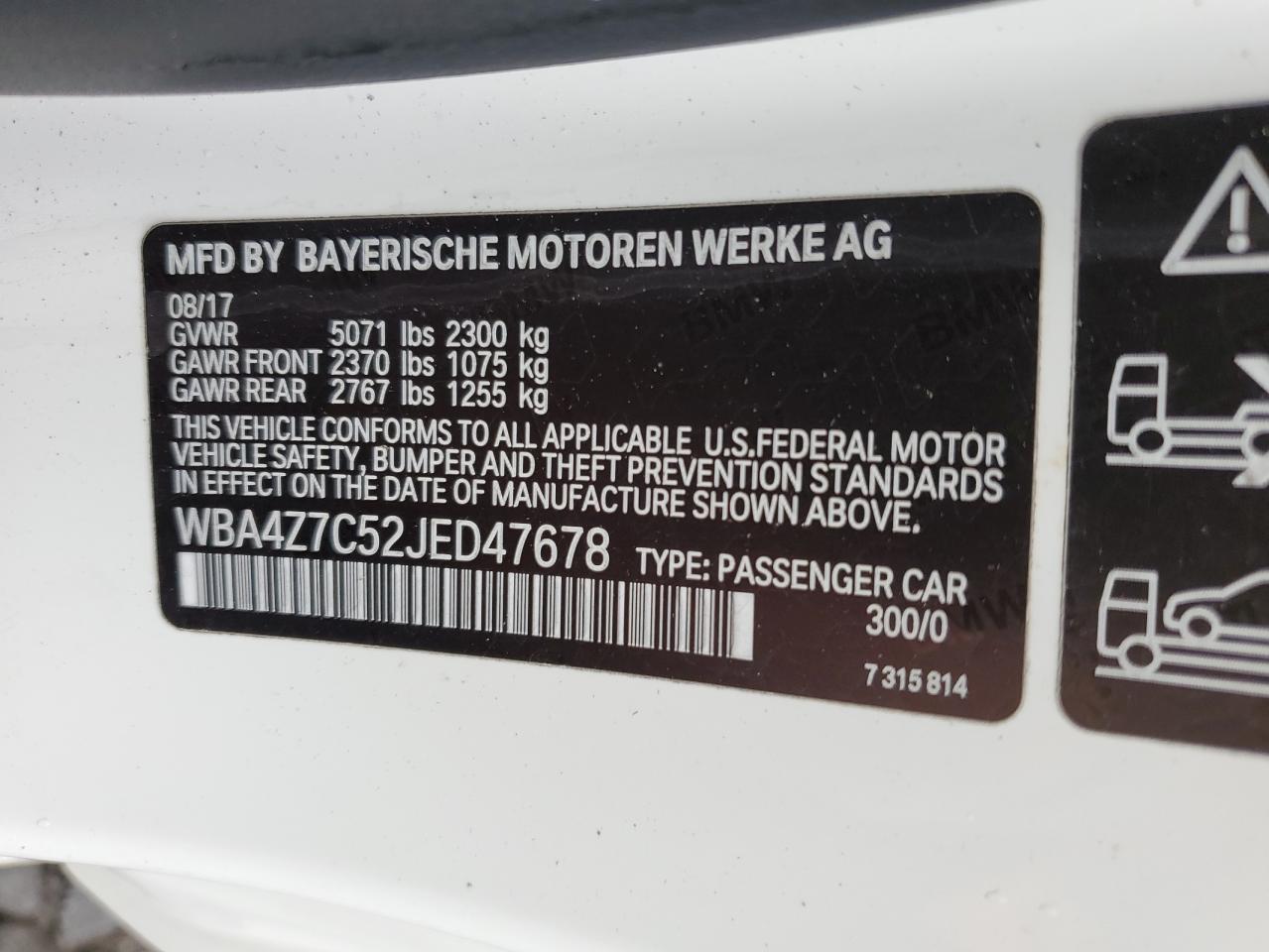 2018 BMW 440Xi VIN: WBA4Z7C52JED47678 Lot: 62899765