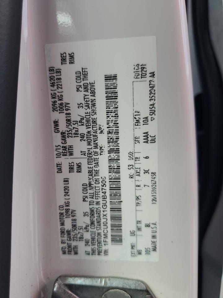 1FMCU0JX1GUB47505 FORD ESCAPE 2016