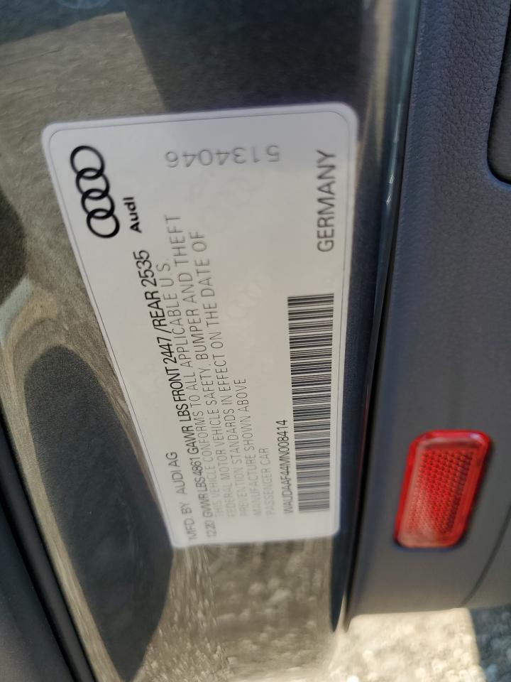 2021 Audi A4 Premium 45 VIN: WAUDAAF44MN008414 Lot: 64024535