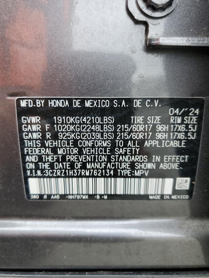 2024 Honda Hr-V Lx VIN: 3CZRZ1H37RM762134 Lot: 65369285
