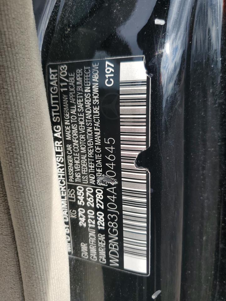 2004 Mercedes-Benz S 430 4Matic VIN: WDBNG83J04A404645 Lot: 63104645