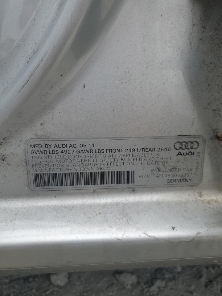2011 Audi A4 Premium Plus VIN: WAUFFAFL4BN055957 Lot: 63114285