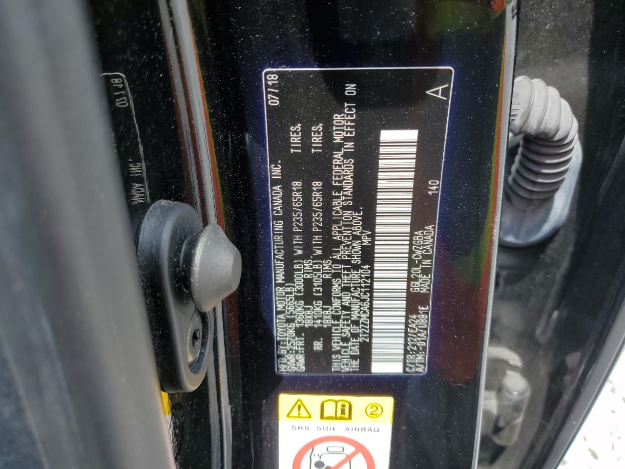 2018 Lexus Rx 350 Base VIN: 2T2ZZMCA6JC112104 Lot: 67120925