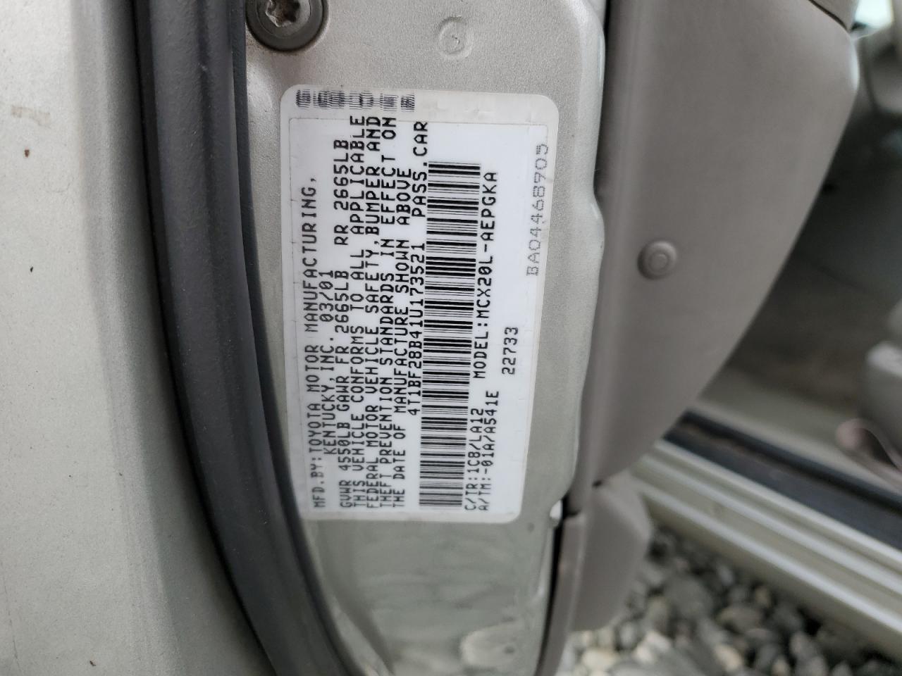 2001 Toyota Avalon Xl VIN: 4T1BF28B41U173521 Lot: 64296595