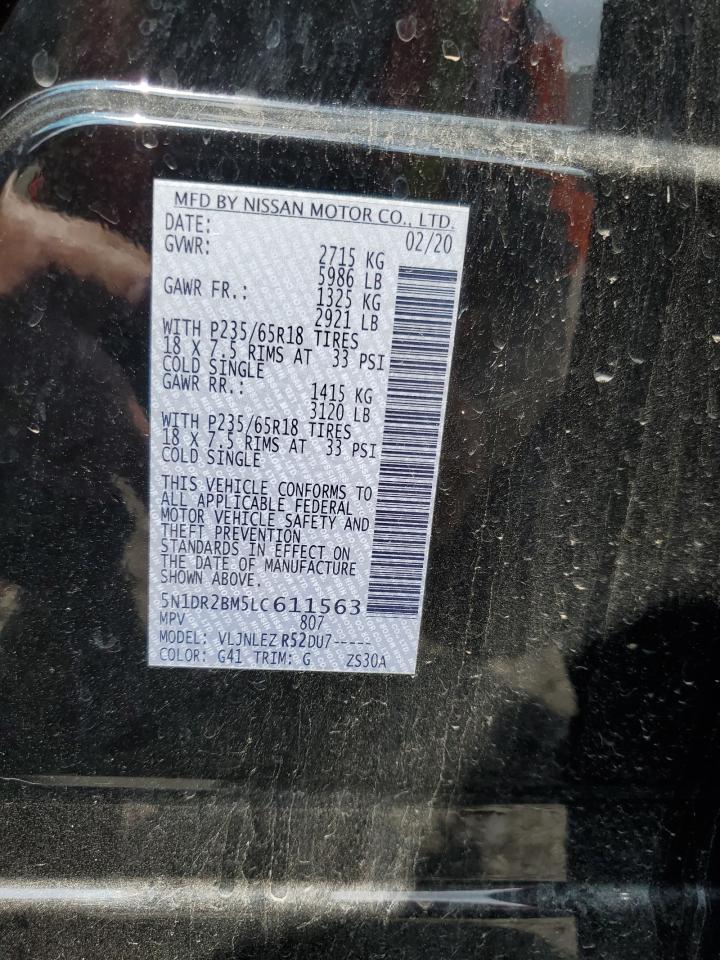 2020 Nissan Pathfinder Sv VIN: 5N1DR2BM5LC611563 Lot: 64507635
