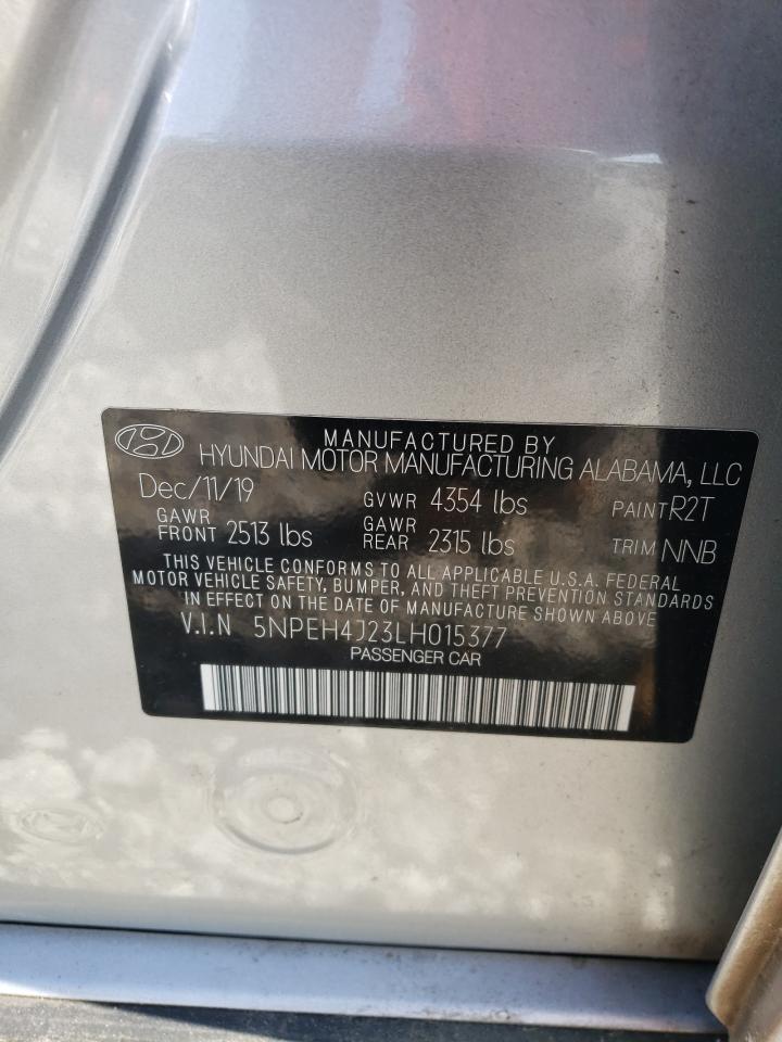 2020 Hyundai Sonata Limited VIN: 5NPEH4J23LH015377 Lot: 61464335
