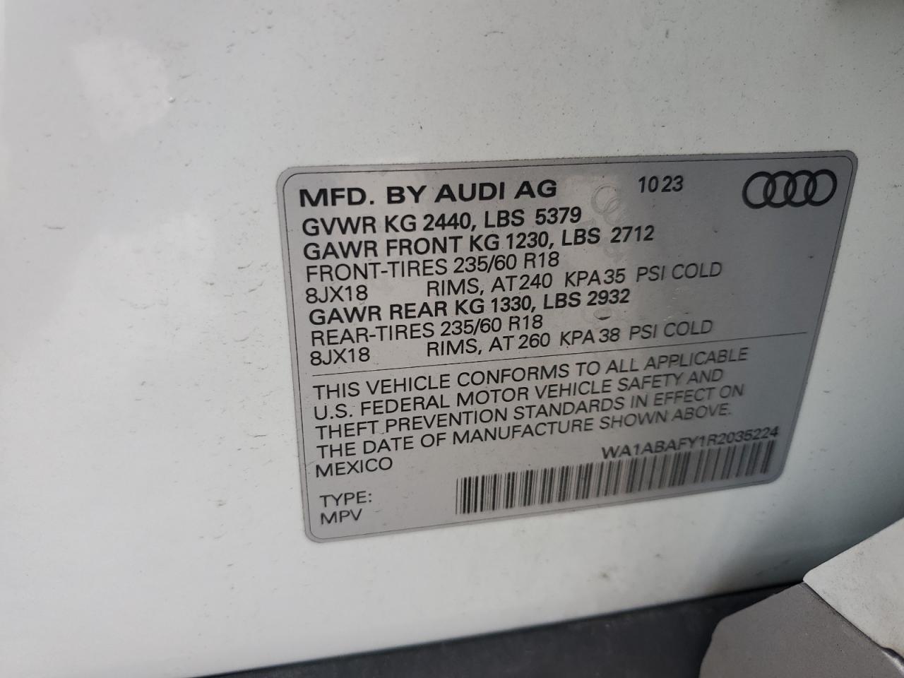 2024 Audi Q5 Premium 40 VIN: WA1ABAFY1R2035224 Lot: 65254715