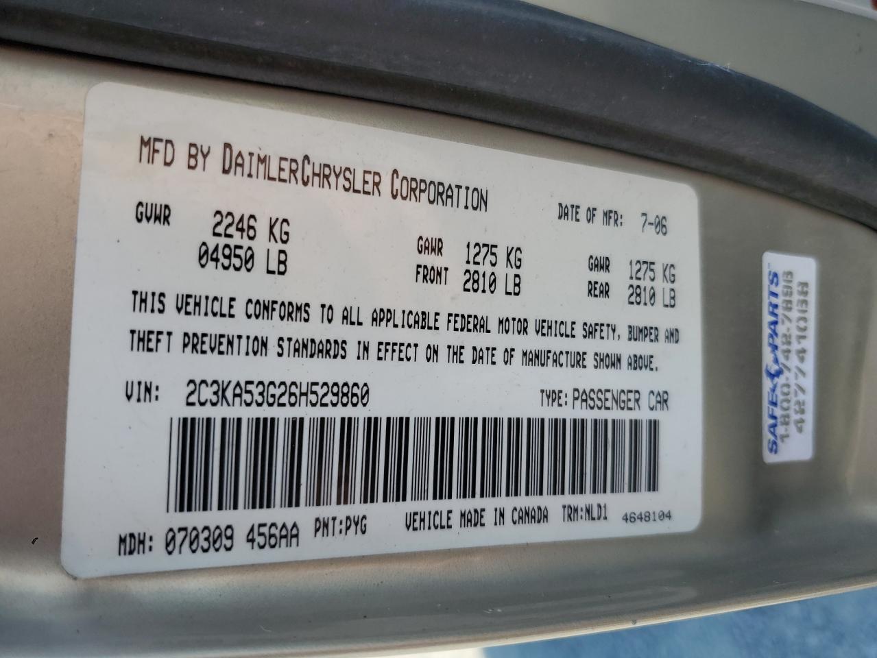 2006 Chrysler 300 Touring VIN: 2C3KA53G26H529860 Lot: 65126915