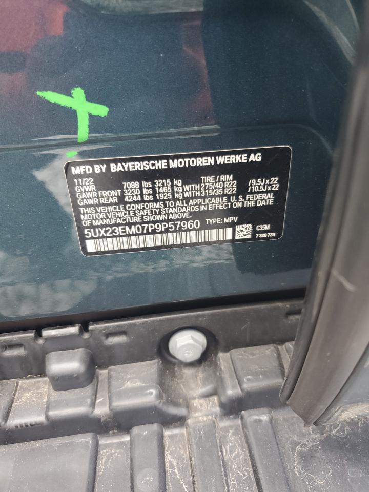 2023 BMW X7 xDrive40I VIN: 5UX23EM07P9P57960 Lot: 64262645