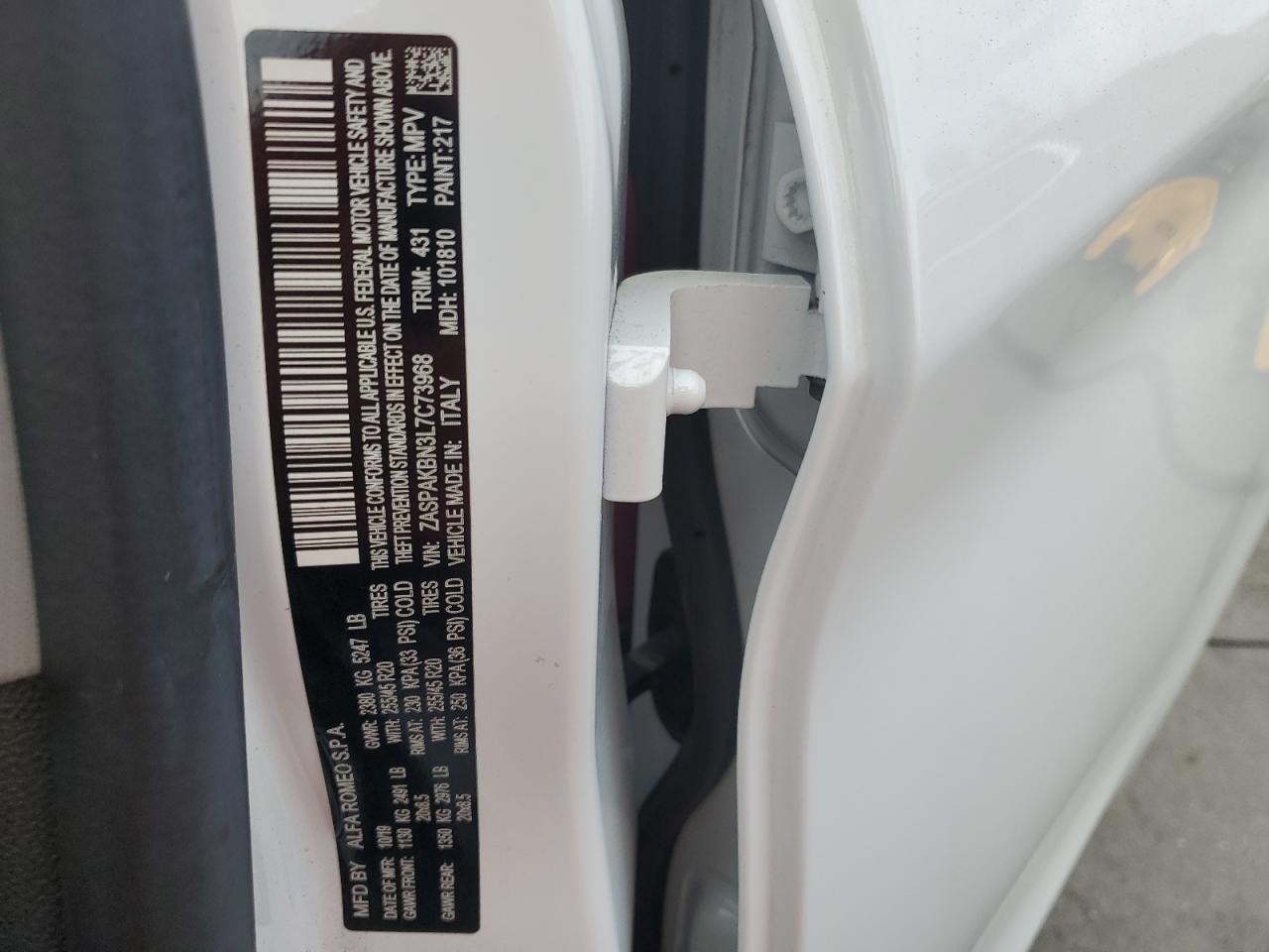 2020 Alfa Romeo Stelvio Ti VIN: ZASPAKBN3L7C73968 Lot: 66209585