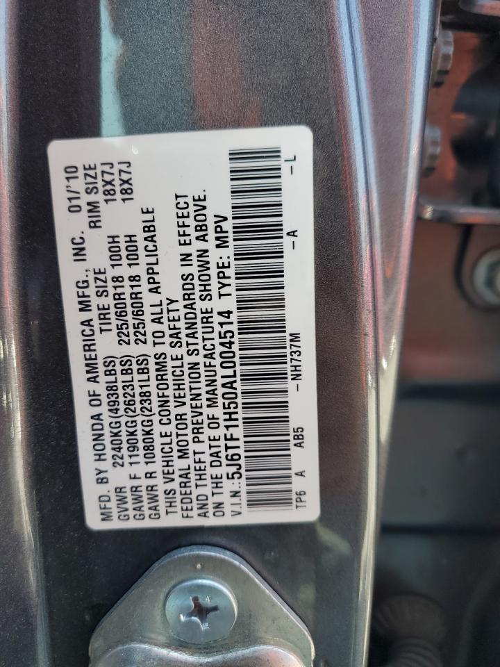 2010 Honda Accord Crosstour Exl VIN: 5J6TF1H50AL004514 Lot: 64522015