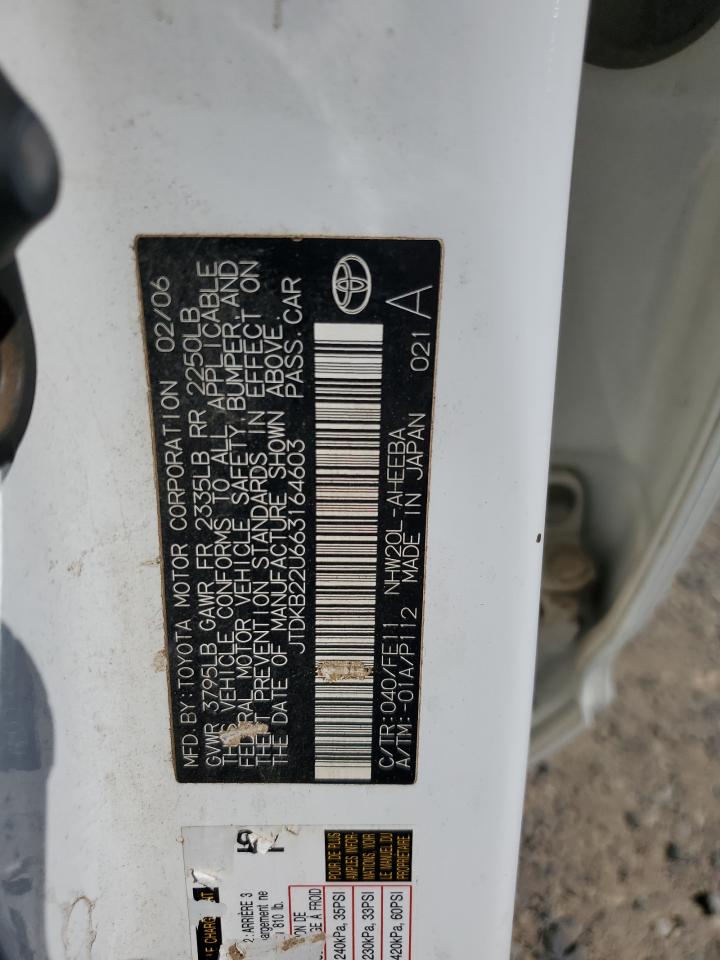 2006 Toyota Prius VIN: JTDKB22U663164603 Lot: 61862825