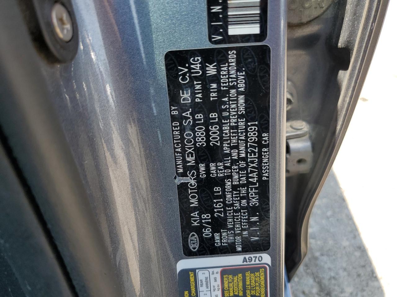 2018 Kia Forte Lx VIN: 3KPFL4A7XJE279891 Lot: 64384855