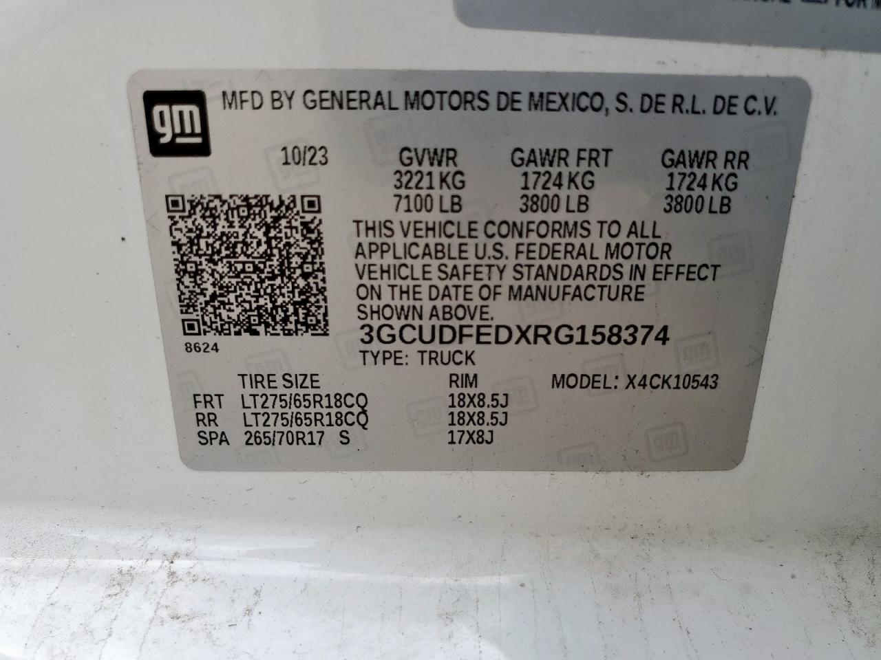 2024 Chevrolet Silverado K1500 Lt Trail Boss VIN: 3GCUDFEDXRG158374 Lot: 65218675