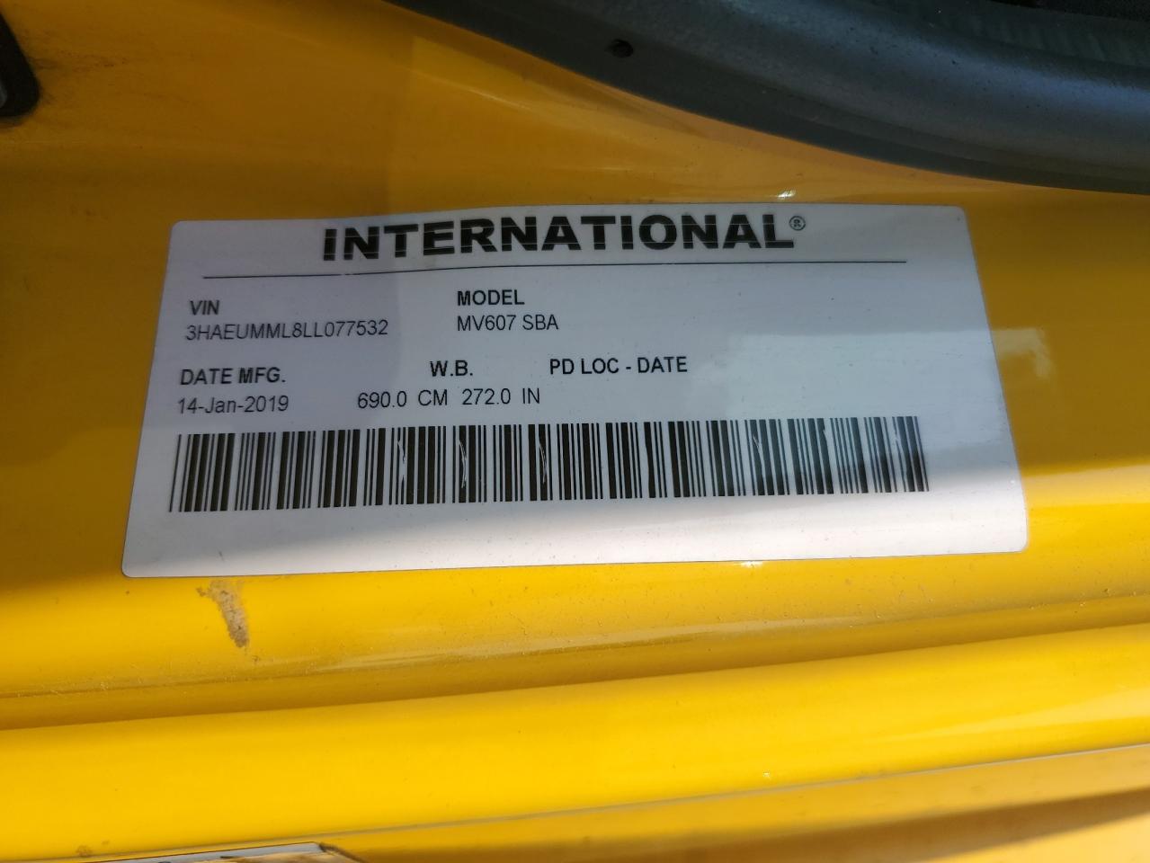 2020 International Mv607 - Trucks Expeditor Truck VIN: 3HAEUMML8LL077532 Lot: 63754345